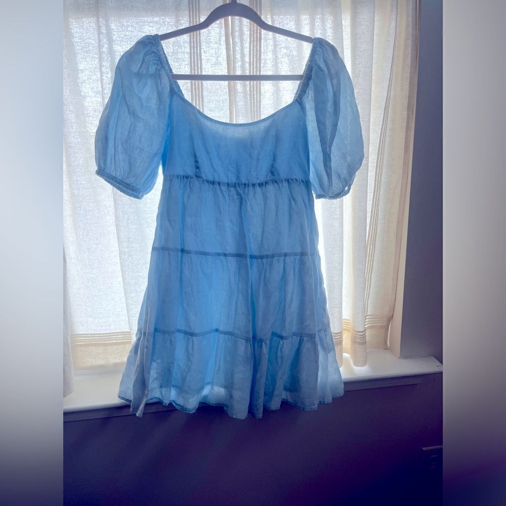NIA baby blue babydoll dress; brand new, never worn. Feels and looks like linen!
